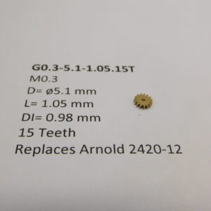 M0.3 D=?5.1 L=1.05 DI=0.98 mm 15 Teeth (Replaces Arnold 2420-12)