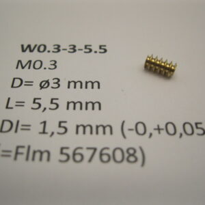 Schnecke Messing M0.3 D=ø3 L=5.5 DI=1.5 mm