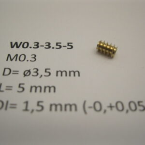 Schnecke Messing M0.3 D=ø3,5 L=5 DI=1.5 mm