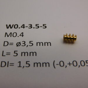 Schnecke Messing M0.4 D=ø3.5 L=5 DI=1.5 mm